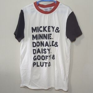 Disney Character Ringer Tee White Red Black Girls Mickey Minnie Goofy Size 14-16